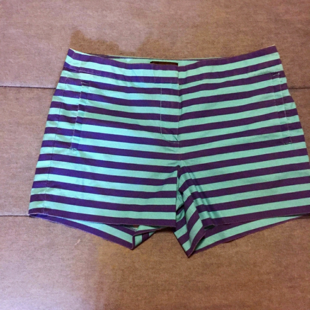 J Crew shorts turquoise and blue stripes